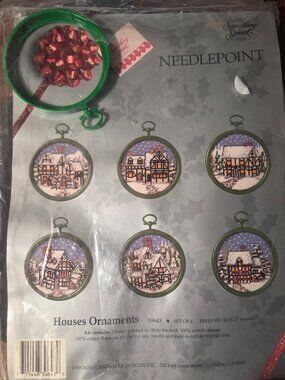 VTG Something Special Needlepoint House Ornaments Kit Set of 6 New #30643